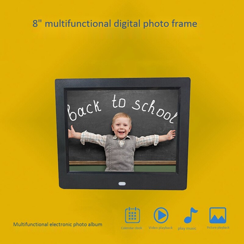 8 Inch Scherm Digitale Fotolijst Hd 1024X768 Mult-Media Speler MP3 MP4 Met Wekker Elektronische Album: EU Plug