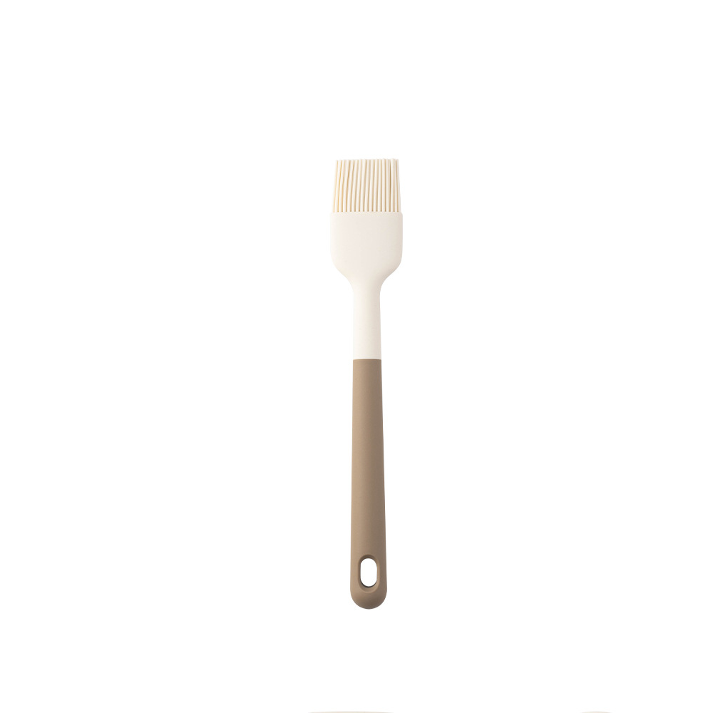 Kitchen Silicone Kitchenware Set Cooking Spatula Colander Rice Spoon Ladle Spaghetti Claw Oil Brush Tools for Baking: Brown
