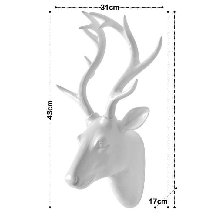 Amerikaanse dierenkop, gouden hertenkop, witte antilope 3d wanddecoratie, muurschildering, achtergronddecoratie, harskunst: B