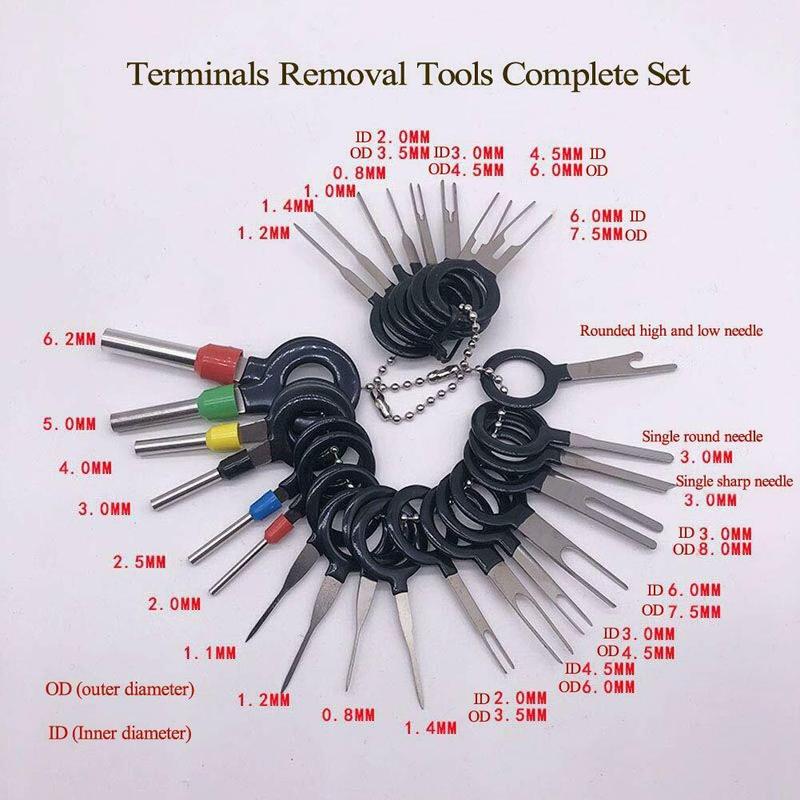 26pcs car plug terminal removal tool terminal pusher tool pick up harness terminal pin retract tool pin connector extractor term
