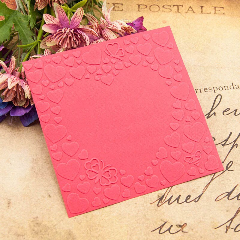 1Pcs Love Heart-shaped DIY Scrapbooking Photo Album Decor Template Craft Plastic Card Making Embossing Folders