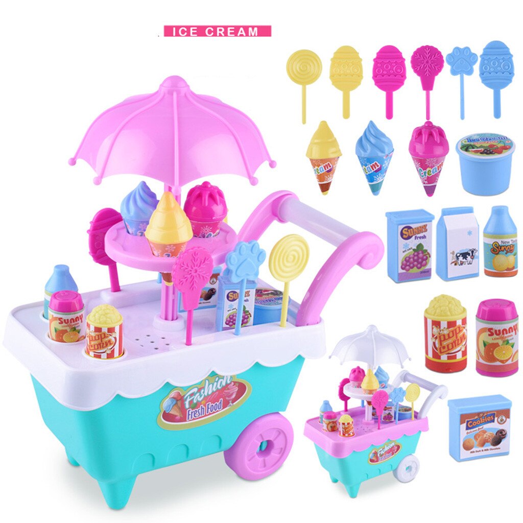 Children's play house ice cream cart toys simulation ice cream candy cart toy girl set role playing Education Hobby Funny