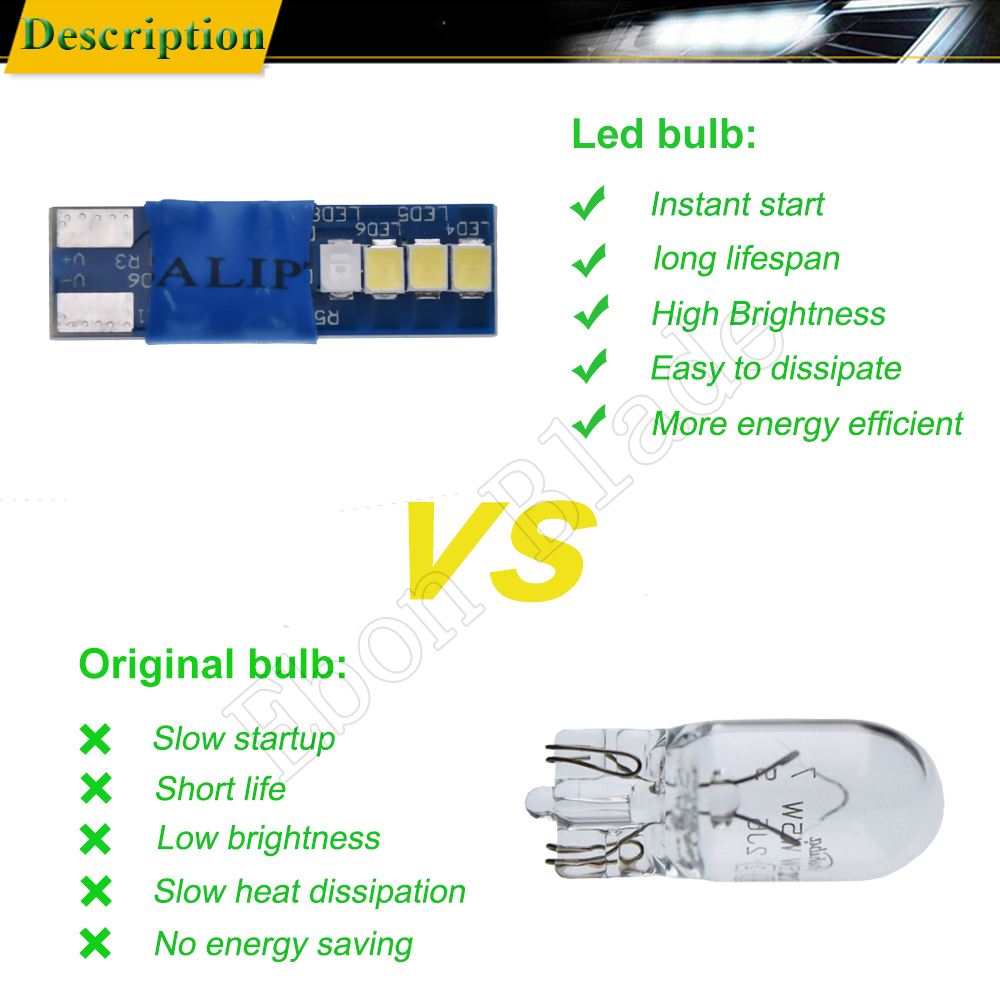 Bombilla LED T10 5W5 para coche, cambio de Color azul a blanco, W5W 194 168, luz de lectura de mapa de cúpula Interior 3030 8SMD, lámpara de estilo automático de 12V, 1 par