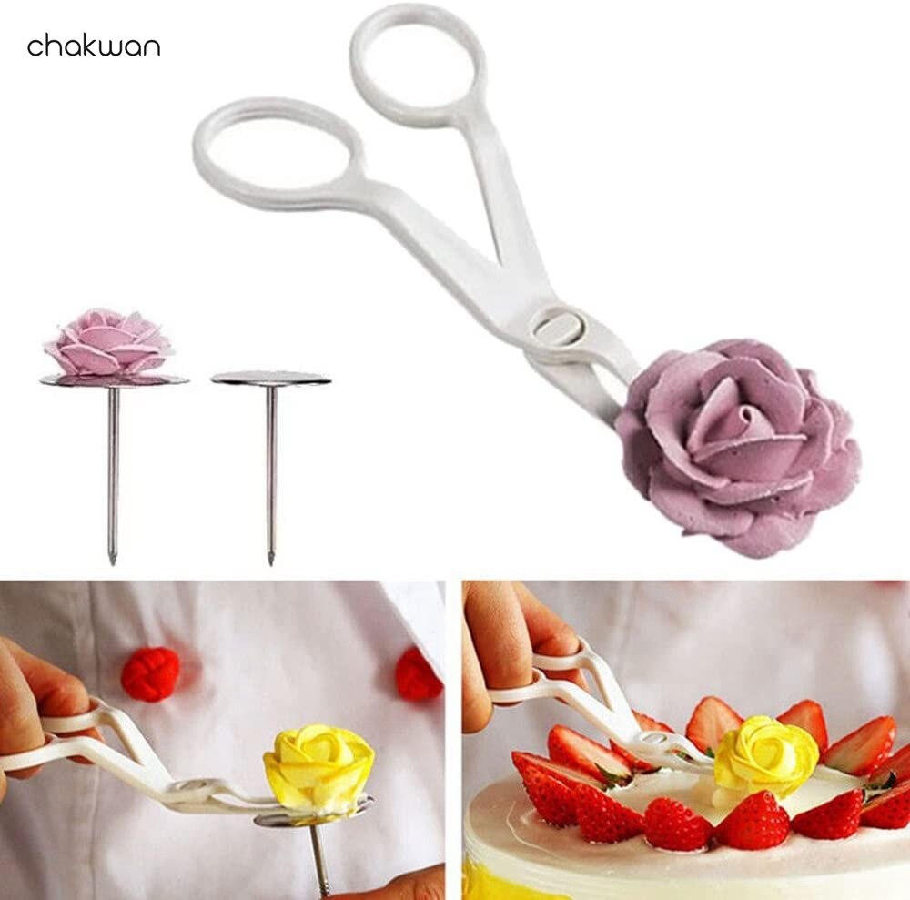 Tijeras para decoración de uñas, 2 uds., con de flores, decoración de rosas, herramientas para repostería, pastelería, Fondant