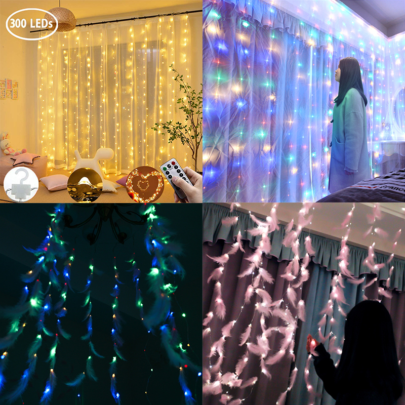 Wedding Party Backdrop Curtain 3*2/3*3m 300 LED Fairy String Light Drapes Birthday Christmas Mariage Outdoor Home Decoration