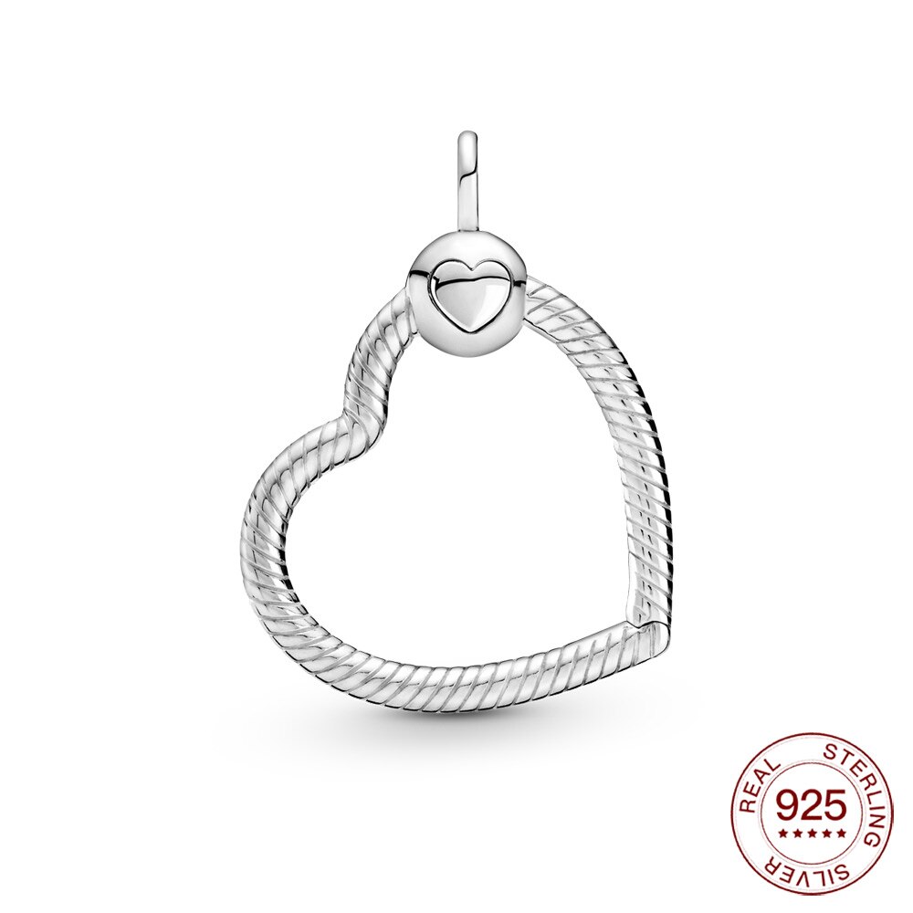 Real 925 jewelry Silver Moments Heart O Pendant charm Fit Original charm Nacklace women diy jewelry: PAN007