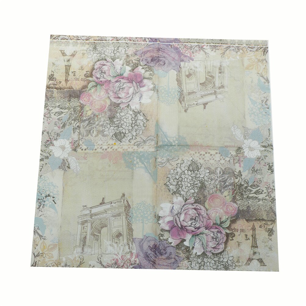 Tryckt funktion ros blommapapper servetter fest dekoration vävnad decoupage servilleta engångsservett 33cm*33cm 20 st/förpackning