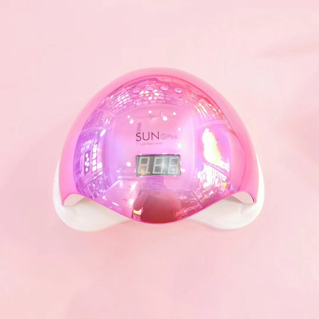 SUN5 48W Dual lámpara de uñas LED UV secador de uñas de Gel polaco Luz de curado con fondo 30s/60s temporizador pantalla LCD: Rosa / US