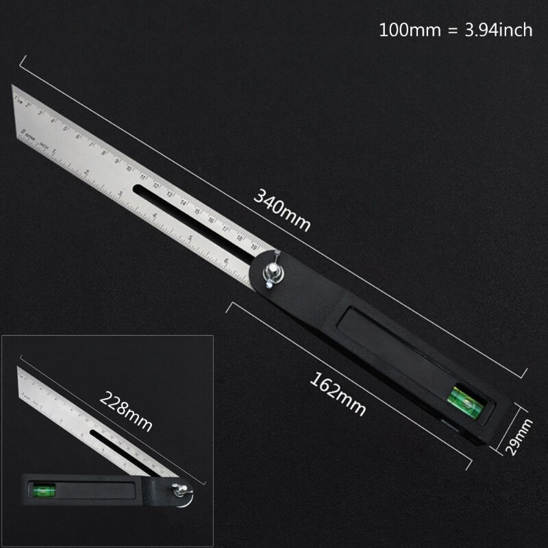 Angle Rulers Gauges Tri Square Sliding T-Bevel With Wooden Handle Level Measuring Tool Wooden Marking Gauge Protractor