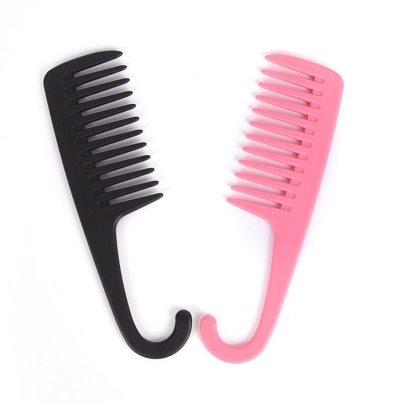 Peine de dientes anchos y grandes para peluquería , herramienta de estilismo con mango de gancho para reducir la pérdida de cabello, 1 unidad,