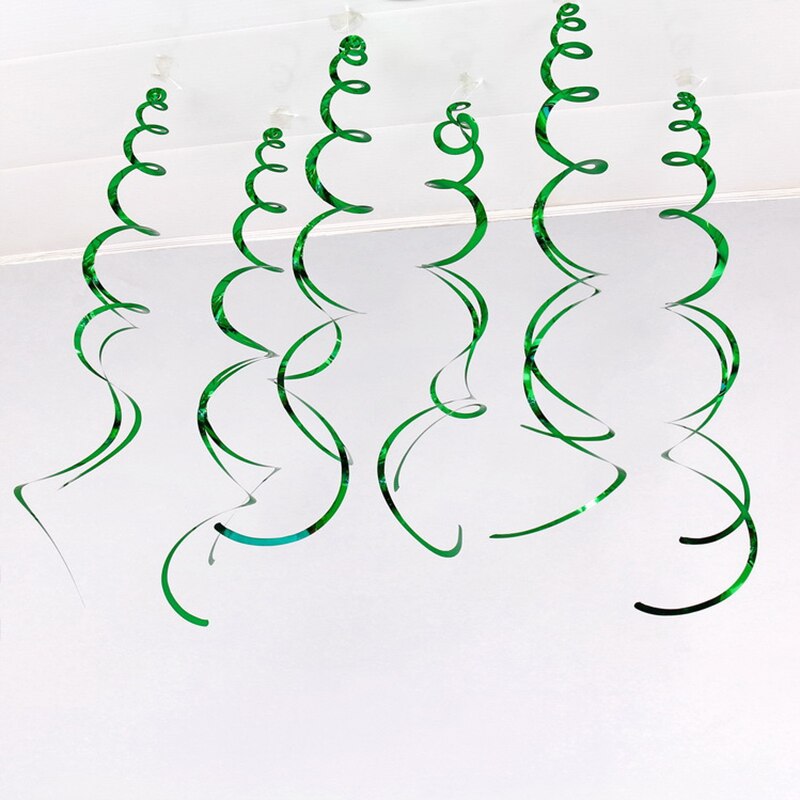 6Pcs Halloween Decoration Ribbon Metallic Ceiling Hanging Streamers Swirl Sparkling Spiral Ornament For Wedding Birthday Party: green