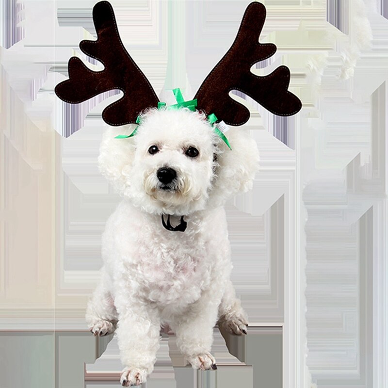Jul kjæledyr pannebånd hjort horn hatt kostyme hund valp katt cosplay fest produkt hodeplagg caps hatt til hund katter