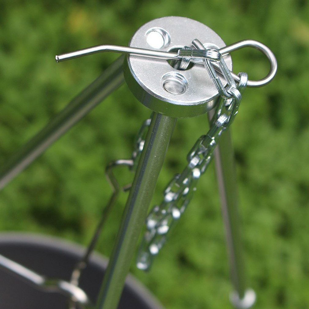 Outdoor Camping Bonfire Tripod Portable Triangle For Fire Hanging Pot Outdoor Campfire Cookware Picnic Cooking Pot Grill Tool