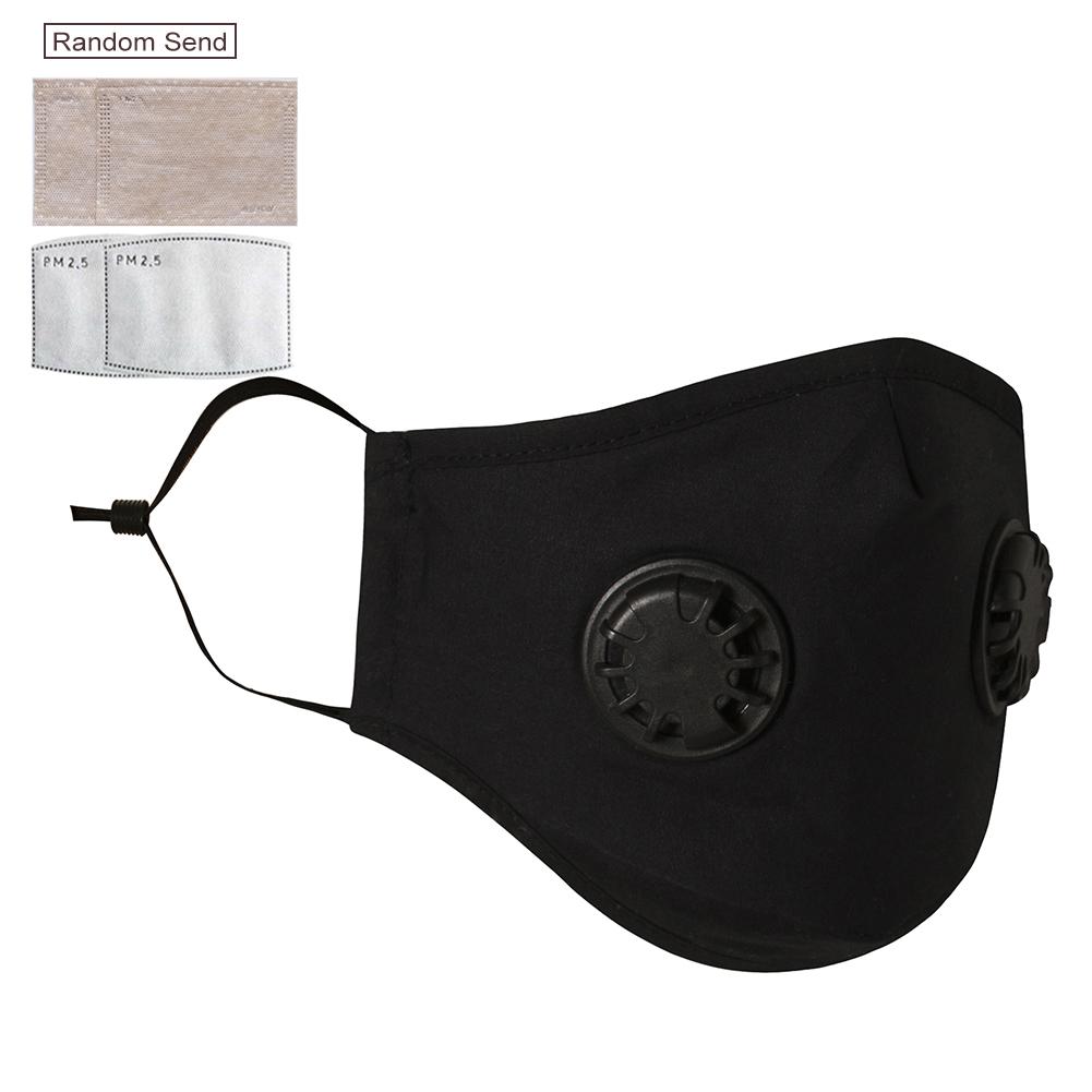 Bandana antipolvere con filtro antipolvere riutilizzabile a doppia valvola bandana protezione solare copertura facciale per equitazione corsa viso moda Bandana: Black
