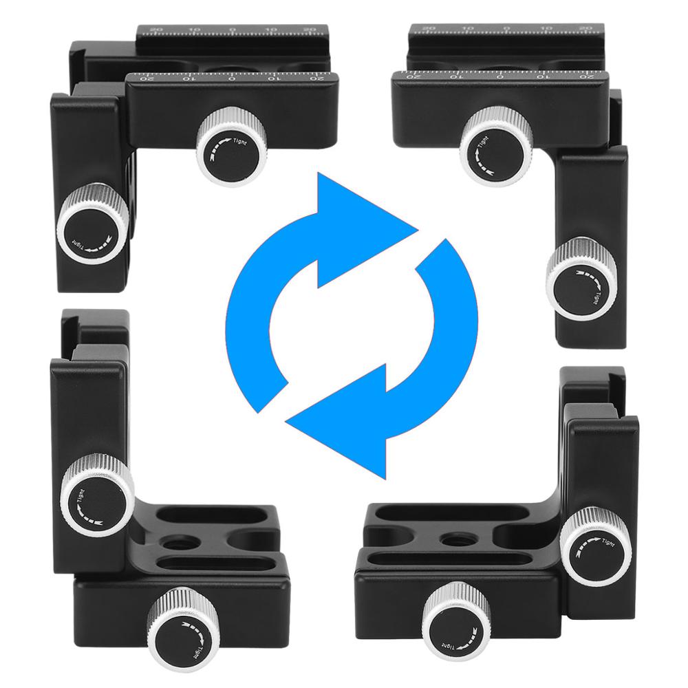 Haoge Rechte Hoek Klem 90 Graden Dubbele Quick Release L Klem Met 1/4 Schroefdraad Voor Arca Rrs Benro Rail plaat Nodal Slide