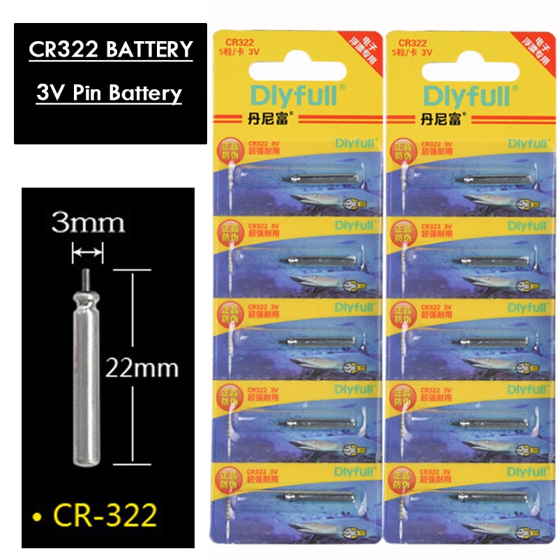 Hljfishing 5Pcs/10 Stks/partij CR322 Batterijen Visserijvlotter 3V Nachtlampje Lithium Pin Cellen Bobbers Accessoires Vissen visgerei
