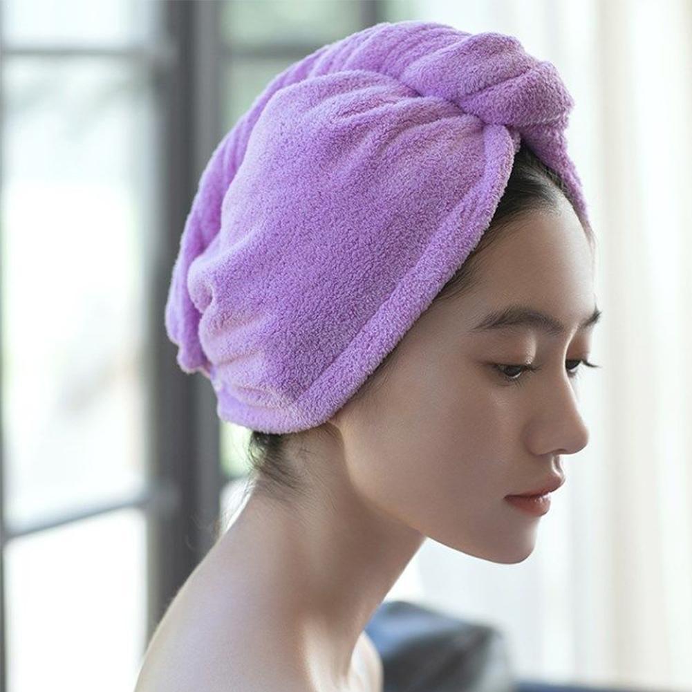 1pc couleur unie microfibre grande serviette magique cheveux doux chapeau rapide séchage serviette séchage rapide casquette W8X9