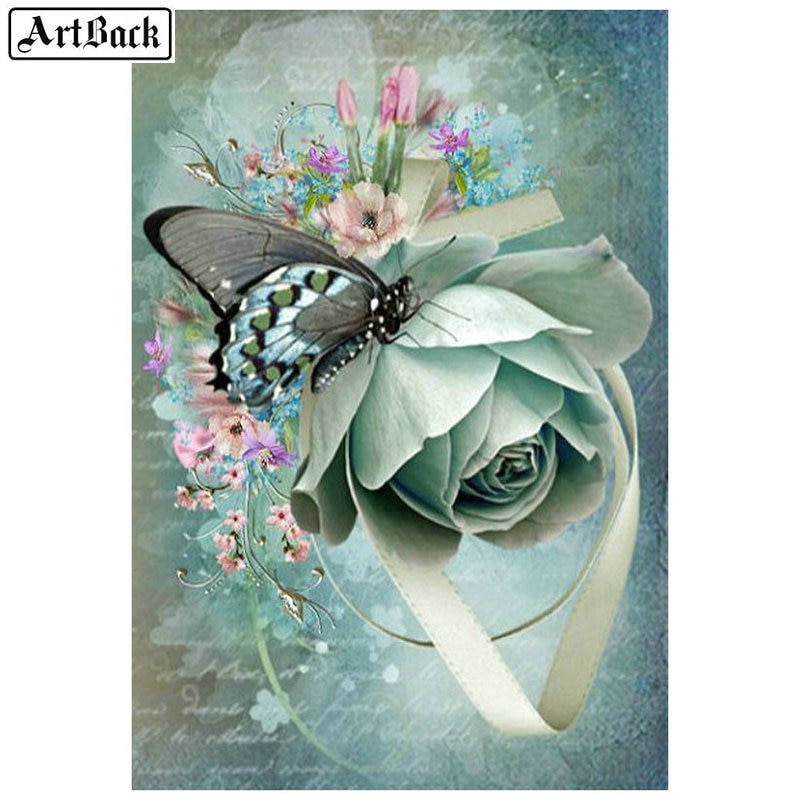 ArtBack 5d diy diamant malerei blume bild voll platz 3D diamant mosaik harz diamant stickerei schmetterling