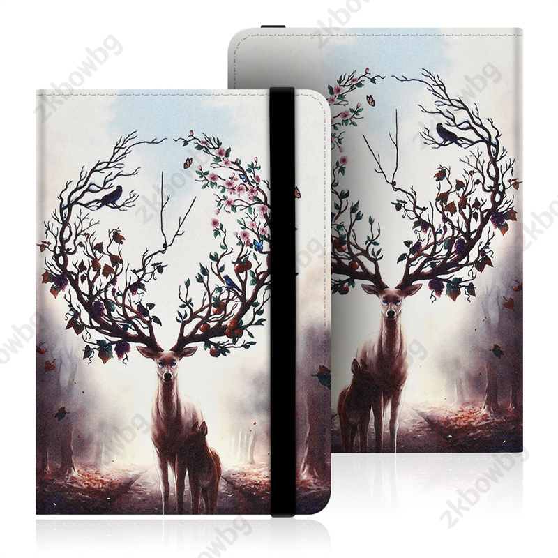 Bonita funda Universal para libro con tapa para Kobo Aura Edition 2 (6 pulgadas) HD E Ink Carta EReader N236 funda para libro electrónico Aura 2 con correa de mano: Castaño