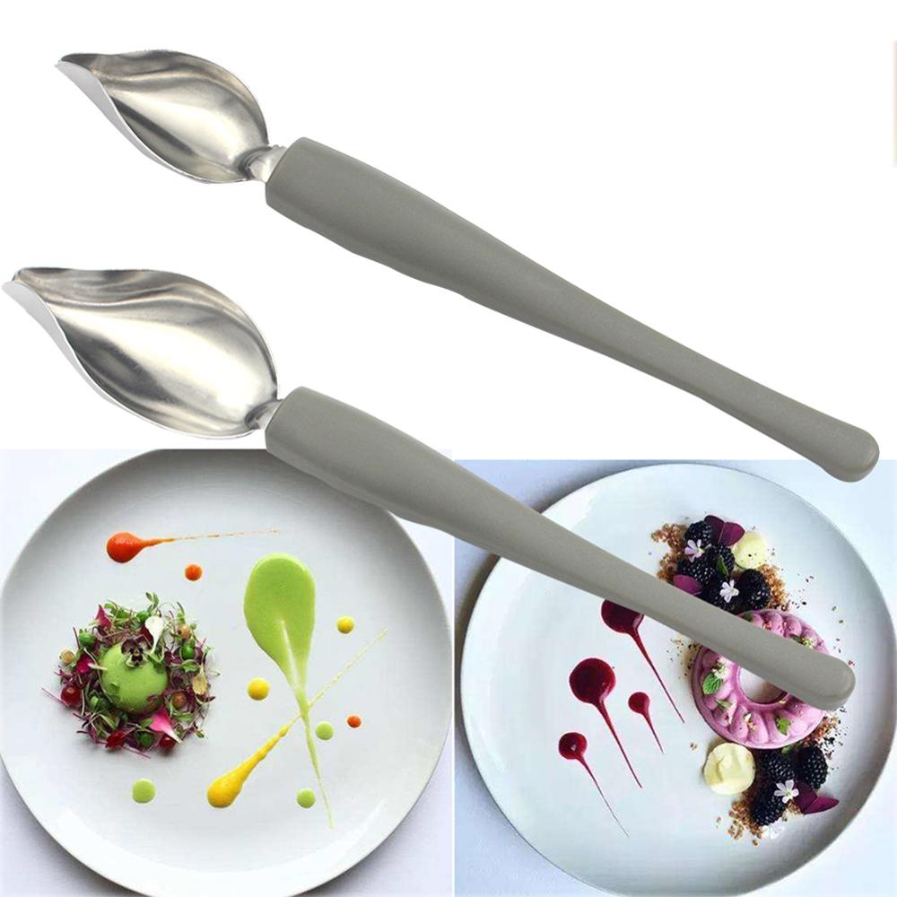 ChefValon Soße Überzug Kunst Bleistift Nachtisch Dekorieren Zeichnen Entwurf Küche Düse Tragbare Soße Malerei Bleistift Löffel