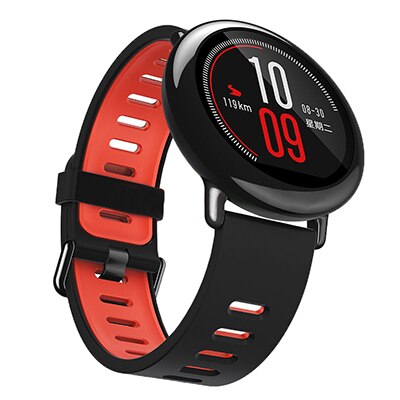 Correa de 22mm para Xiaomi Huami Amazfit Pace Band, muñequera de repuesto de silicona para Samsung Gear S3 Frontier, correa de reloj clásica: Black red