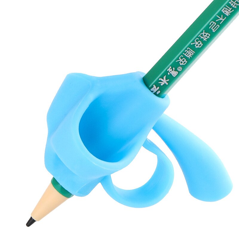Three/Five Finger Silicone Pen Holder Writing Aids Beginner Writing Thumb Correction Grip Trainer Children Supplies: 5 fingers blue