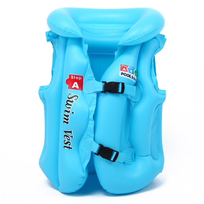 Children Swimming Vest Inflatable Floating Sleeves Goggles Nasal Congestion Earplugs Bag Full Set Buoyancy Lifevest Pool Fishing: Blue / M