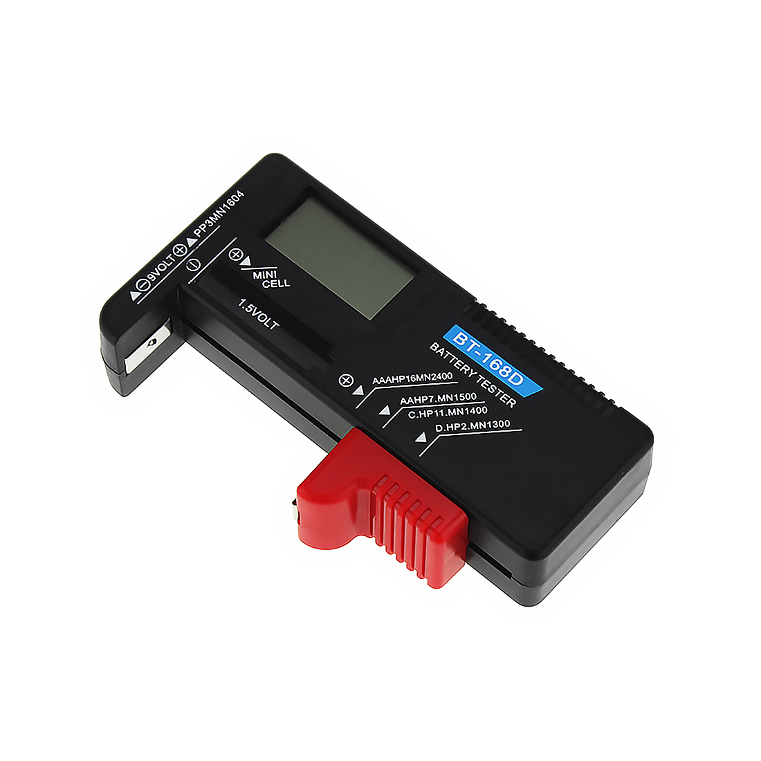 Digital batteritester voltkontroller for 9v 1.5v knappceller universal oppladbar aaa aa cd batteritestenhet spenning: 168d