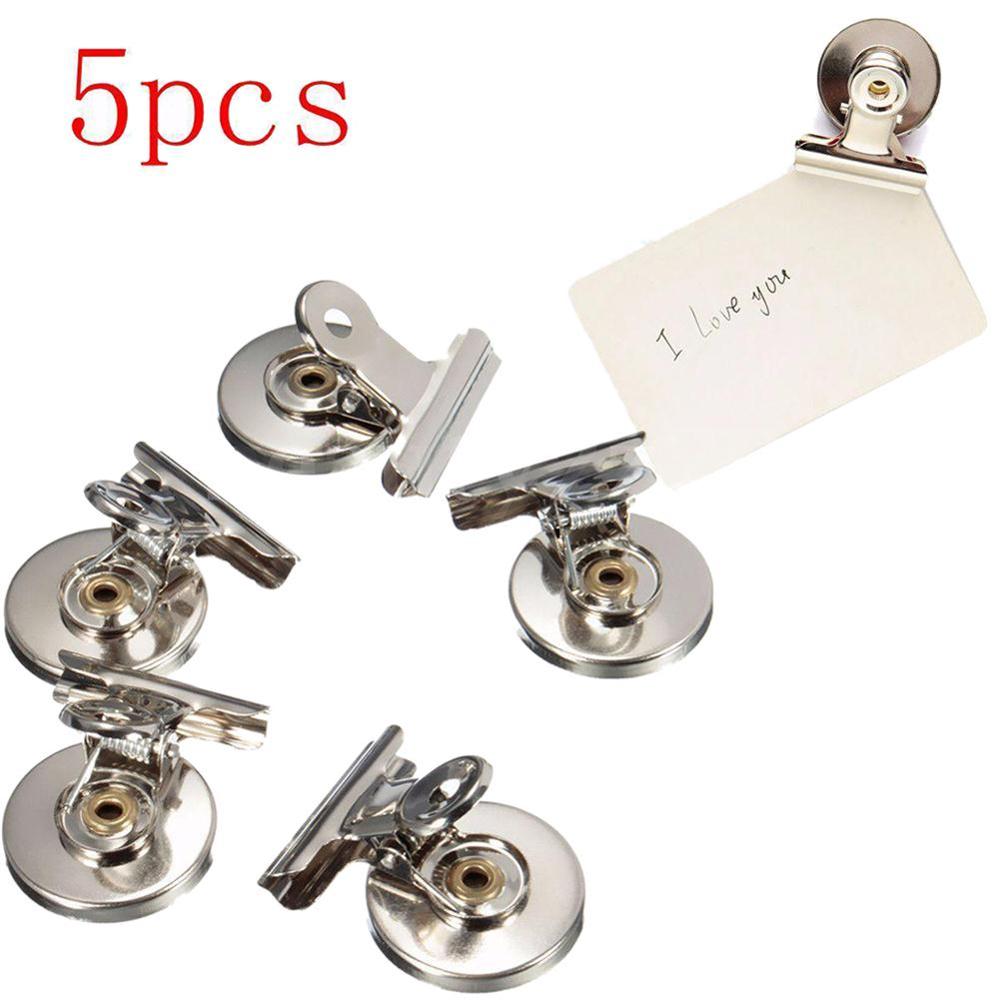 5 st magnetisk klämma magnet memo note meddelande hållare silver metall klämma multifunktionell pappersklämma 3cm: Default Title