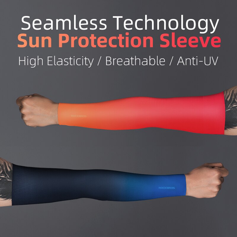 ROCKBROS protezione solare maniche da braccio da ciclismo compressione seta di ghiaccio maniche senza cuciture Anti-UV esecuzione di manicotti da basket scaldamuscoli