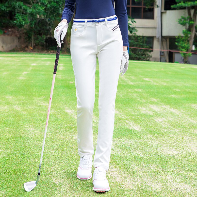 Winter Frau Schlank Plus Samt Golf Hosen Herbst Golf Tragen Winddicht Schnee-Hosen Damen Warme Tennis Golf Hosen: Weiß / S