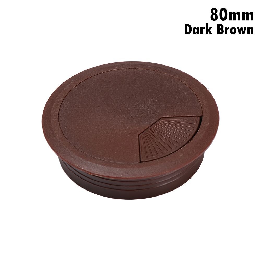 60/80mm Desk Table Plastic Cable Hole Cover PC Computer Desk Round Wire Tidy Grommet: dark brown-80mm