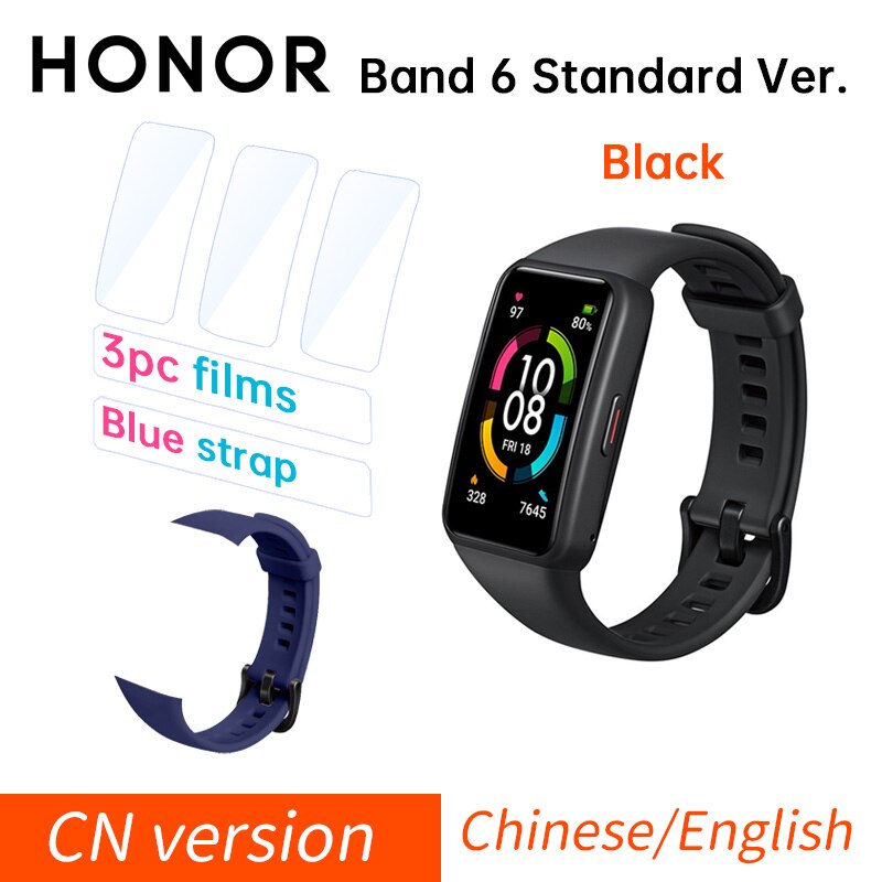 Honor Band 6 Global / CN Version Smartband Bracelet AMOLED Color Touchscreen Blood Oxygen SpO2 Heart Rate Sleep Swim Waterproof: Std B F Cable S