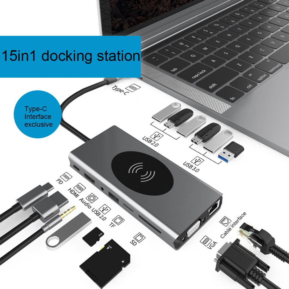 14 In 1 Usb Hub Mulitfunction Usb Type C Adapter Docking Station Met 2 Hdmi 5 Usb-poorten USB-C Dock compatibel Voor Macbook