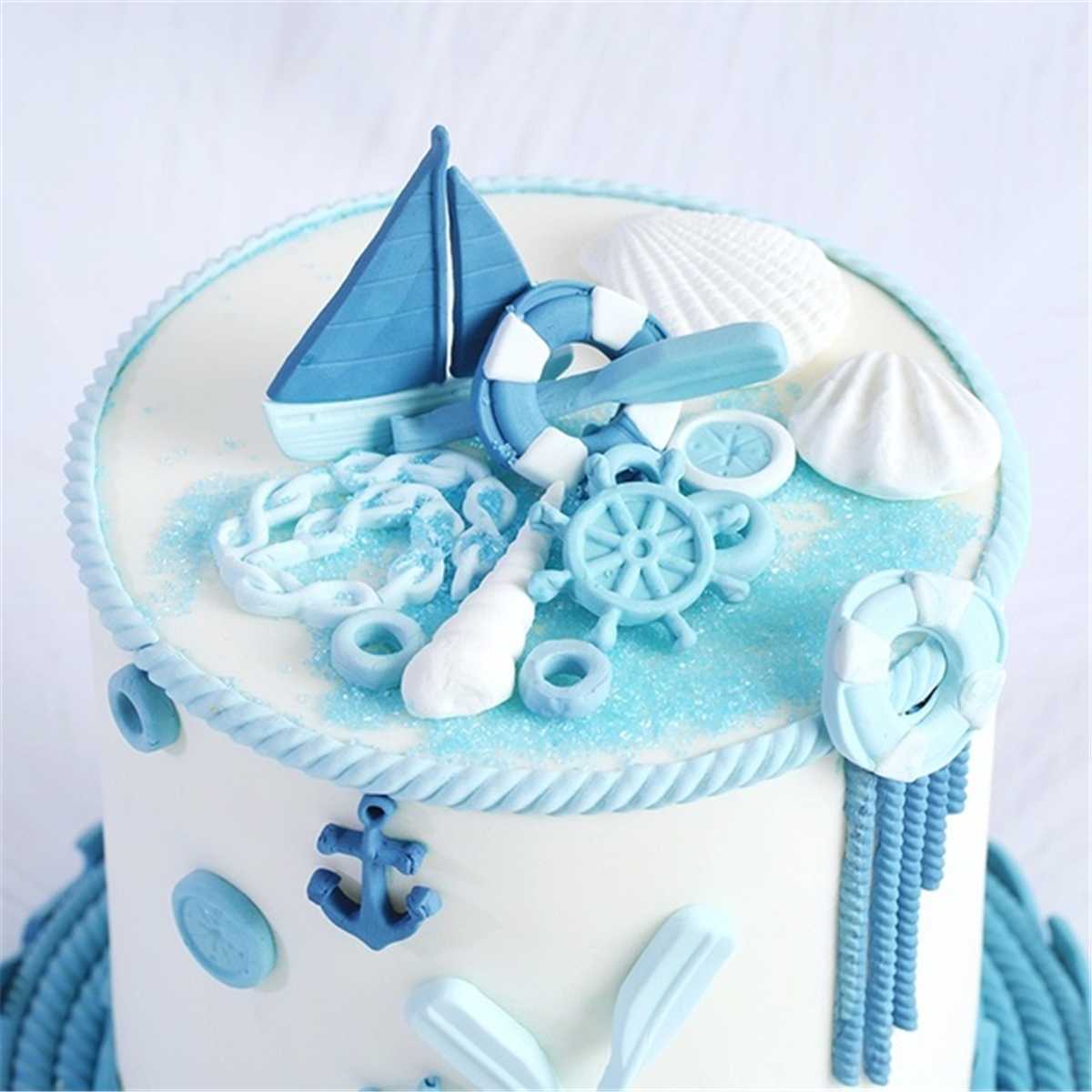 Moule à Fondant en forme de bateau Silicone | Ancre de bateau, moule à gâteau Paddle Wave, bricolage pâte à gomme Cupcake outil de décoration de chocolat 1 pièce