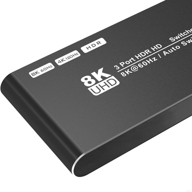 K32C HDTV ​Switch 3 Ports Switcher Auto Switch Select 3 8K 60Hz 4K 120Hz for /5 PC Monitors Projector
