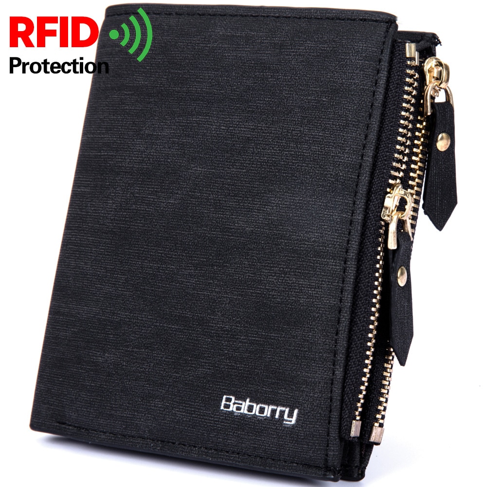 RFID Protect Men Wallet Solid Soft PU Coin purse Card Holder Short Wallets Slim Wallet for Men Geldbeutel Herren