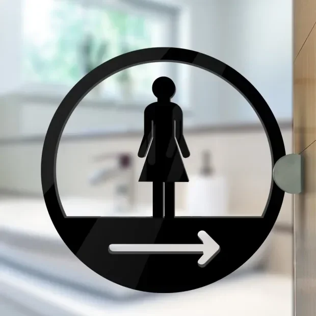 Door Sign Double-sided Side Mounted Restroom Reminder Sign Men's and Women's Bathroom Signage Acrylic Hotel WC Toilet Signage: apple green