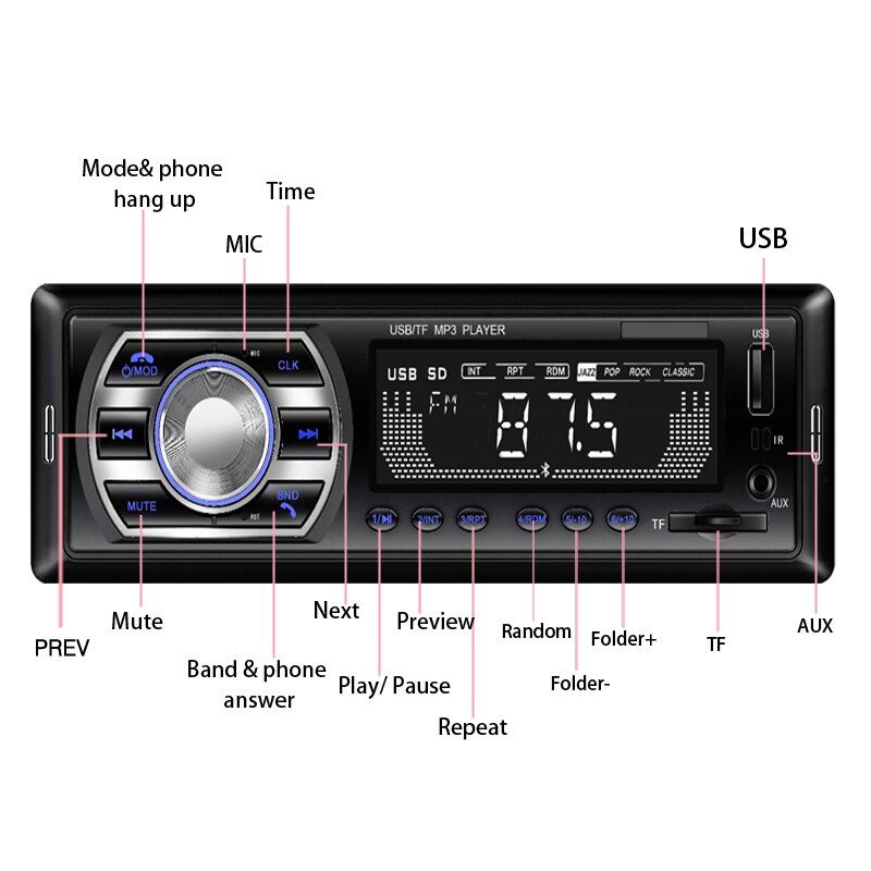 Car Radio Autoradio 1 Din Bluetooth SD MP3 Player JSD-520 car stereo FM Aux Input Receiver SD USB