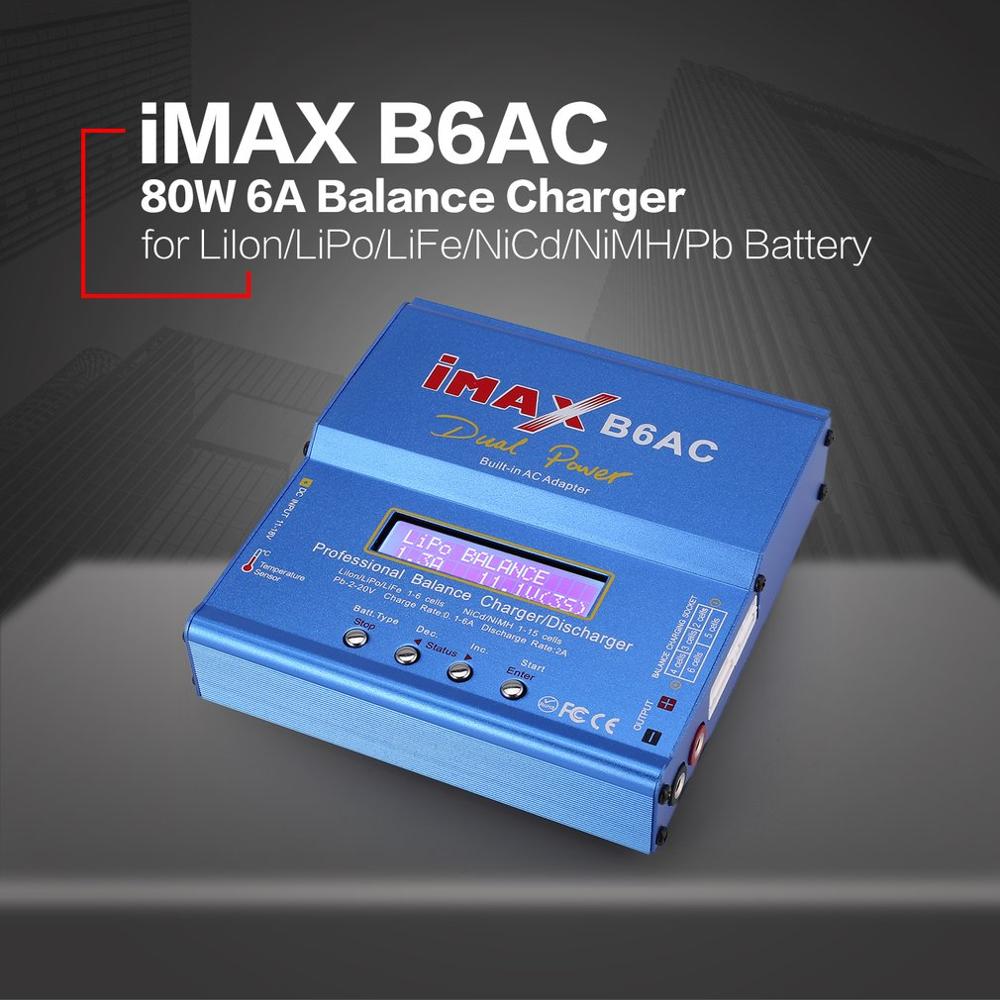 IMAX-cargador de equilibrio iMAX B6/6AC EU/US 80W 6A Lipo NiMh Li-ion ni-cd RC, descargador de 10w 2A con adaptador de 15V/6A AC/DC para batería de modelo RC: B6AC XT60 EU plug