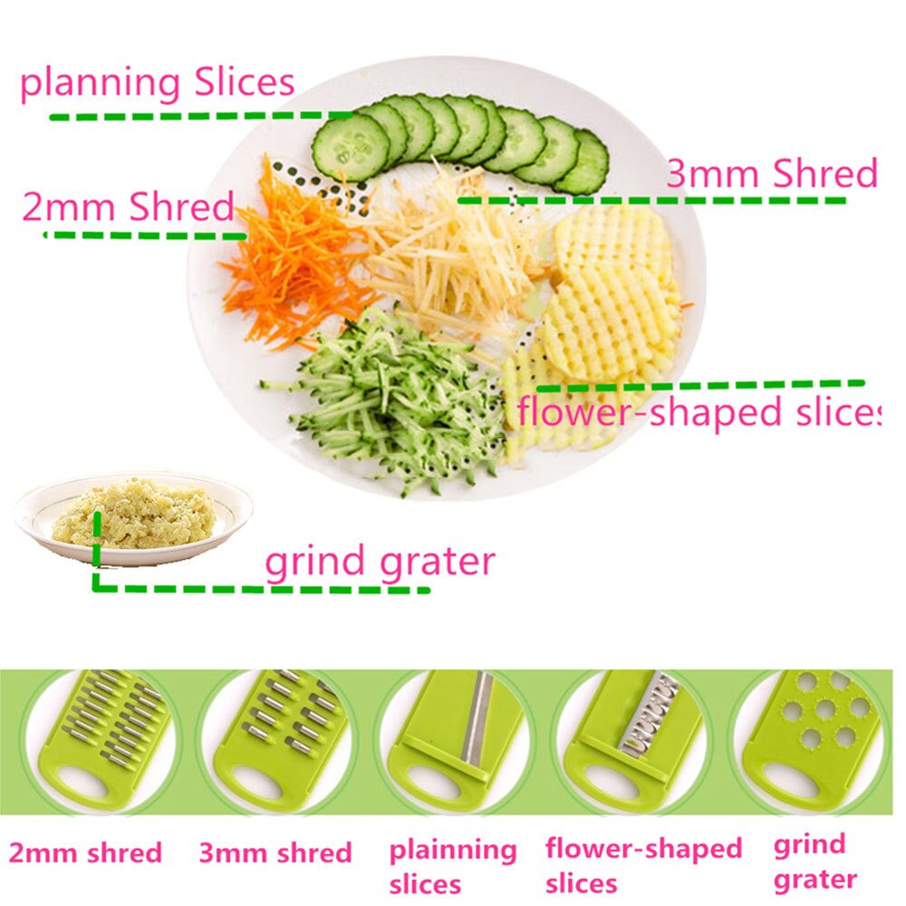 Multi Aardappel Snijmachine Groenten Cutter Met 5 Rvs Blade Wortel Rasp Ui Slicer Keuken Accessoires Tool