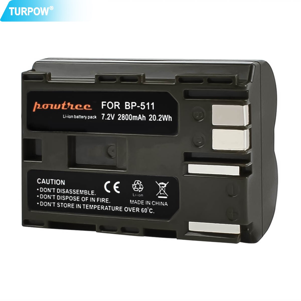 Turpow 2800mAh BP-511 BP-511A BP 511A Pour Batterie D'appareil Photo BP511 BP 511 Pour Canon EOS 40D 300D 5D 20D 30D 50D 10D G6 Batterie: 1 Pack Battery