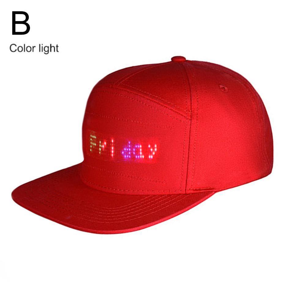 Rød / sort mobil app drift led lys bluetooth hip hop hat til festridning til mænd kvinder annoncerer hat: Rødt farverigt lys