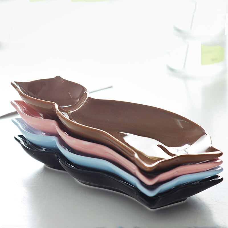 Cartoon Cat Plate Ceramic Dishes Cute Animal French Fries Snack Plate Dim Sum Plate Sushi Snack Breakfast Plate