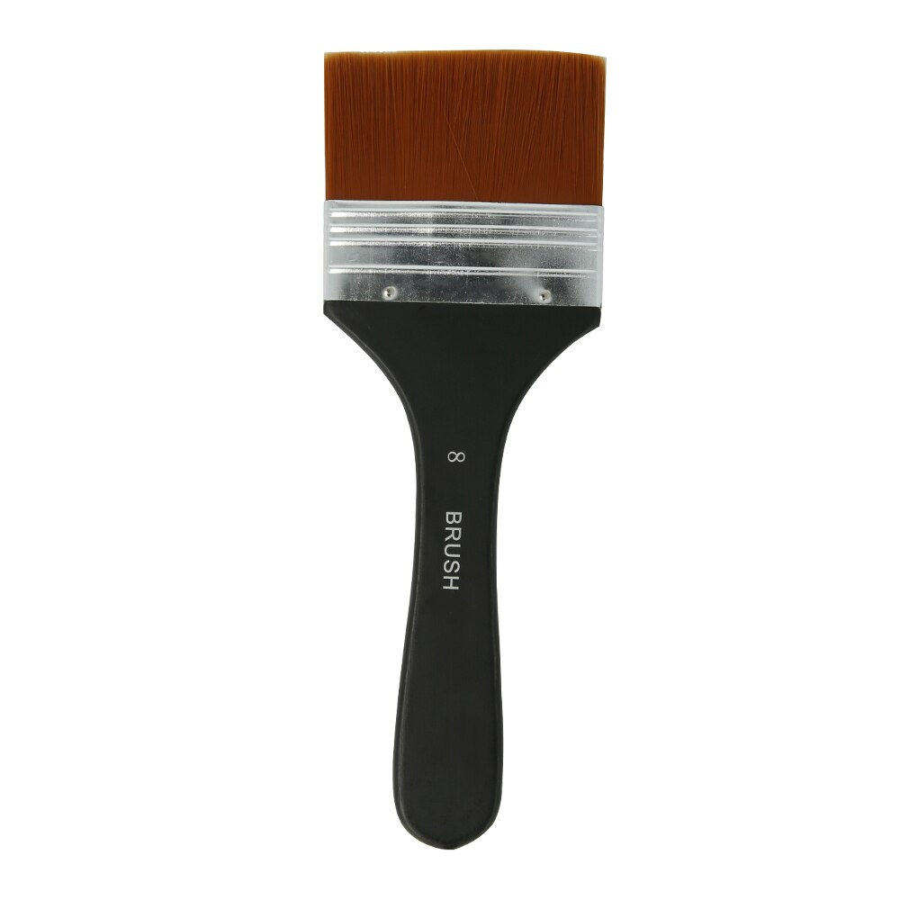 Flat Paint Brush Nylon Trim Art Paintbrush Wooden Handle for Gesso Stains Glues Varnishes Paint Wall Painting: No.8