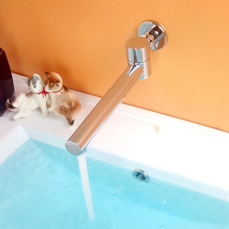 Wall Outlet Wall Mounted Shower Spout Bath Tub Shower Mixer Faucet Spout Filler 180 Degree Folding: Silver