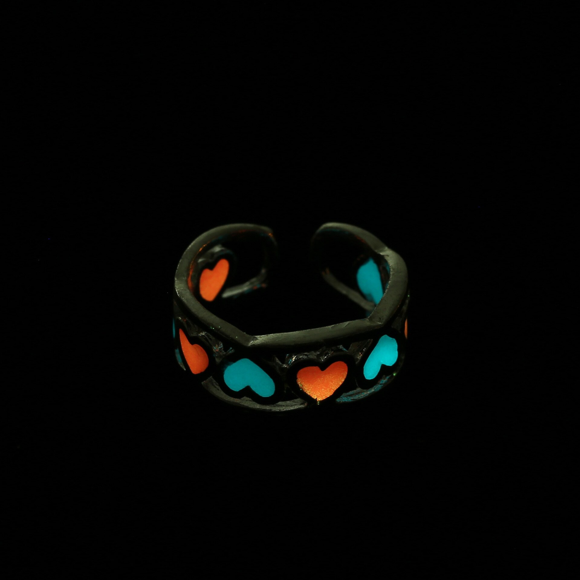 Anello a forma di cuore regolabile a forma di farfalla per donna bagliore In anelli di apertura luminosi scuri gioielli per feste di san valentino per ragazze: 7