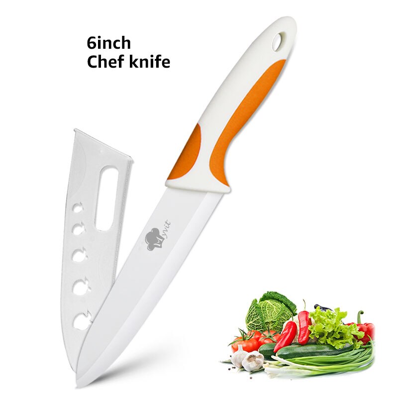 Keramik Messer 6 5 4 3 zoll Chef Fleisch Zoll-dienstprogramm Slicing Schäl Messer Weiß Klinge Bunte Anti-slip Griff küche Kochen Werkzeuge: 6 inch orange white
