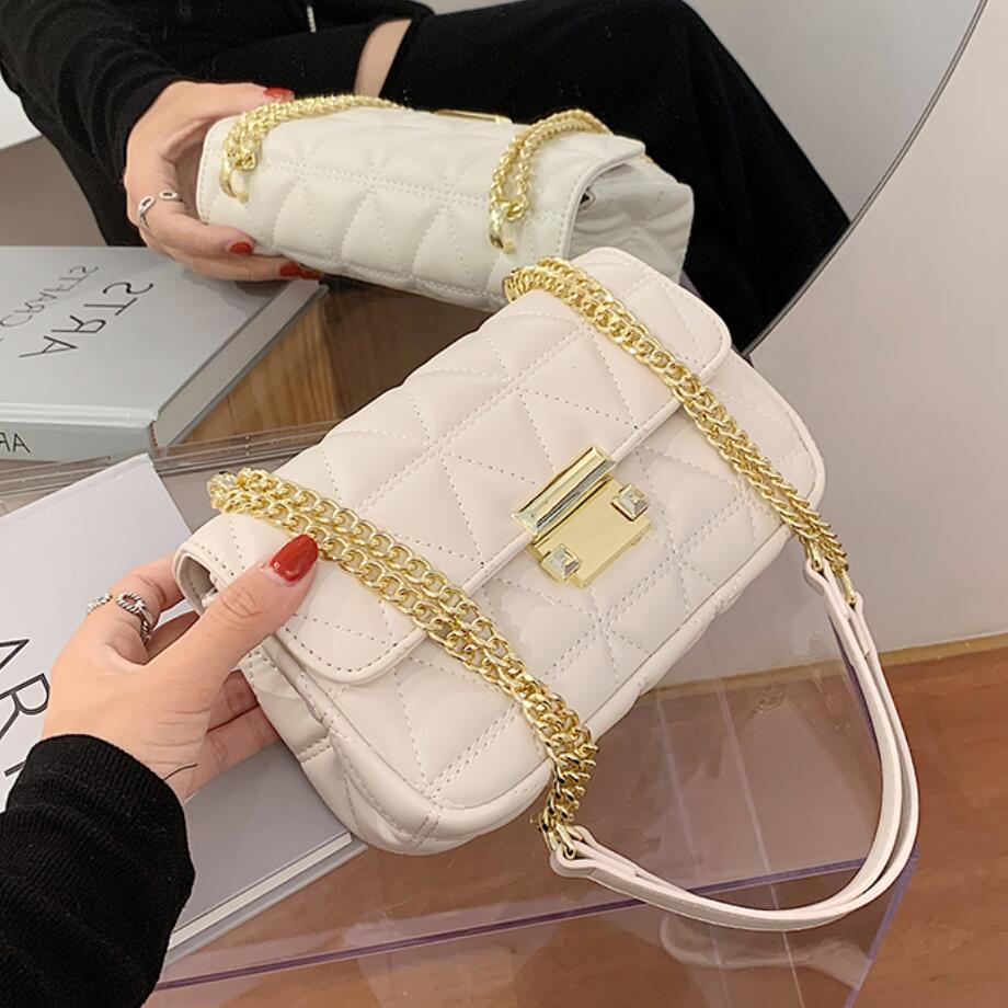 Treillis carré sac à bandoulière en cuir PU femmes concepteur sac à main chaîne épaule sac de messager