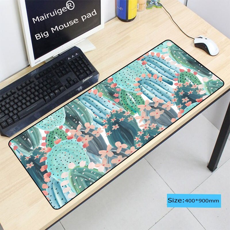 Mairuige 90X40CM Spotted Flower Cactus Gaming Large Locking Edge Mouse Pad Computer Waterproof Mousepad Best Mats for Gamer